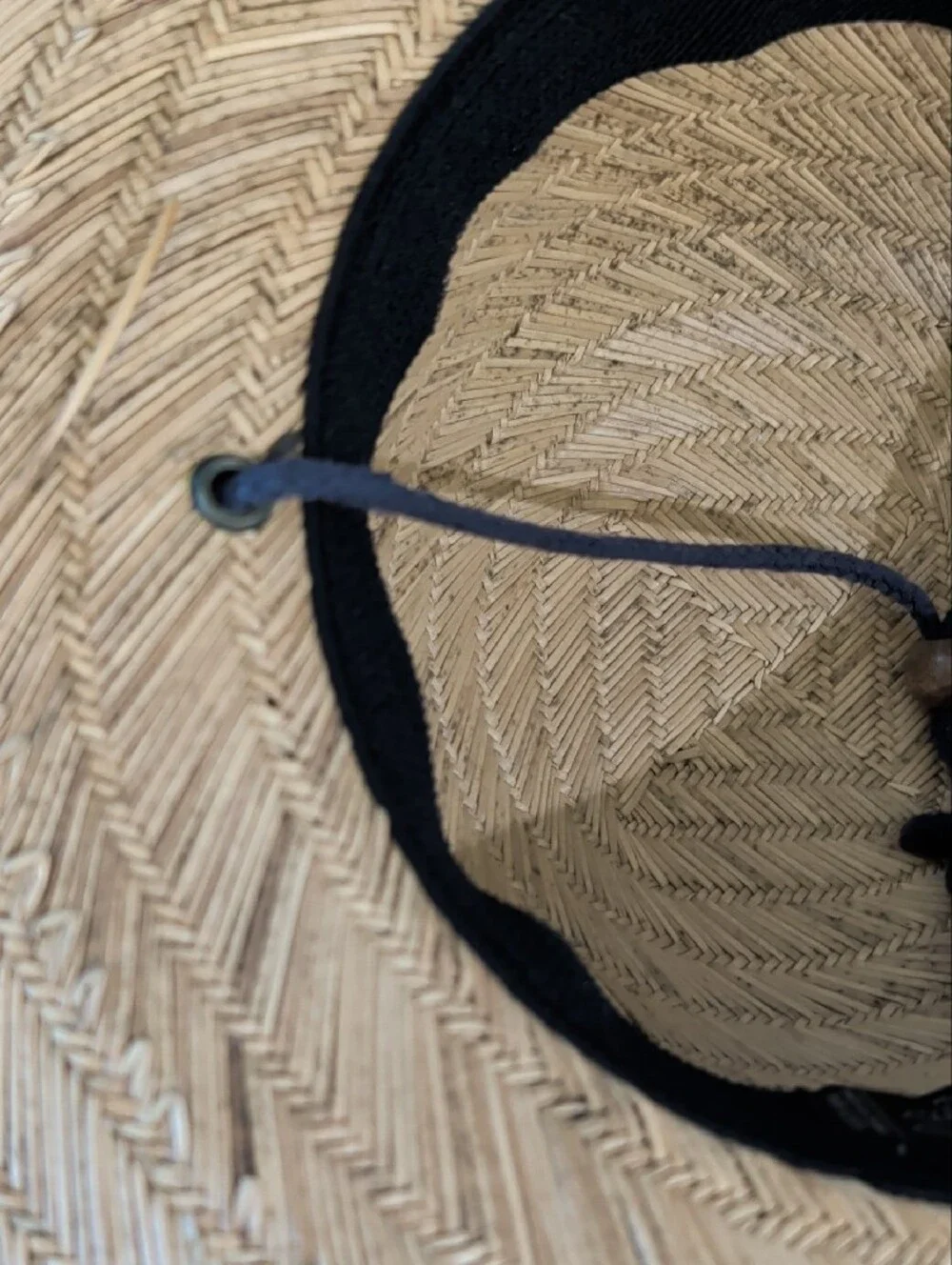 Infinity Headwear UPF 50+ Wide-Brim Straw Sun Hat with Navy Trim
